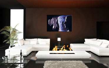 Edict of Constantine acrylic print by Storaro Art Collection - Constantine emperor portraits with celestial purple-blue illumination in imperial transformation atmosphere in premium wall art